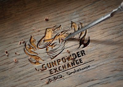 Gunpowder Exchange BBQ Smokehouse logo design